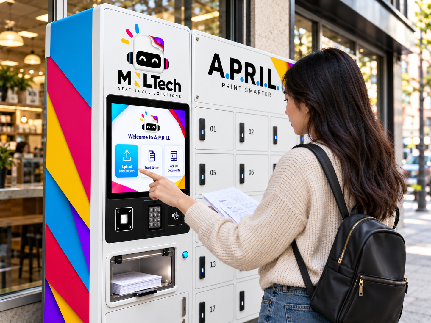 Person using the A.P.R.I.L. kiosk
